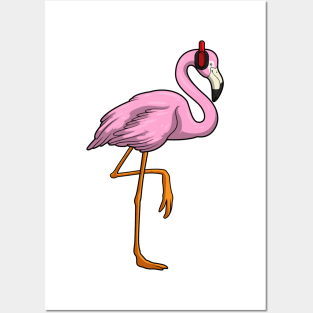 Flamingo Headphone Music Posters and Art